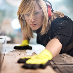 Woman cutting board